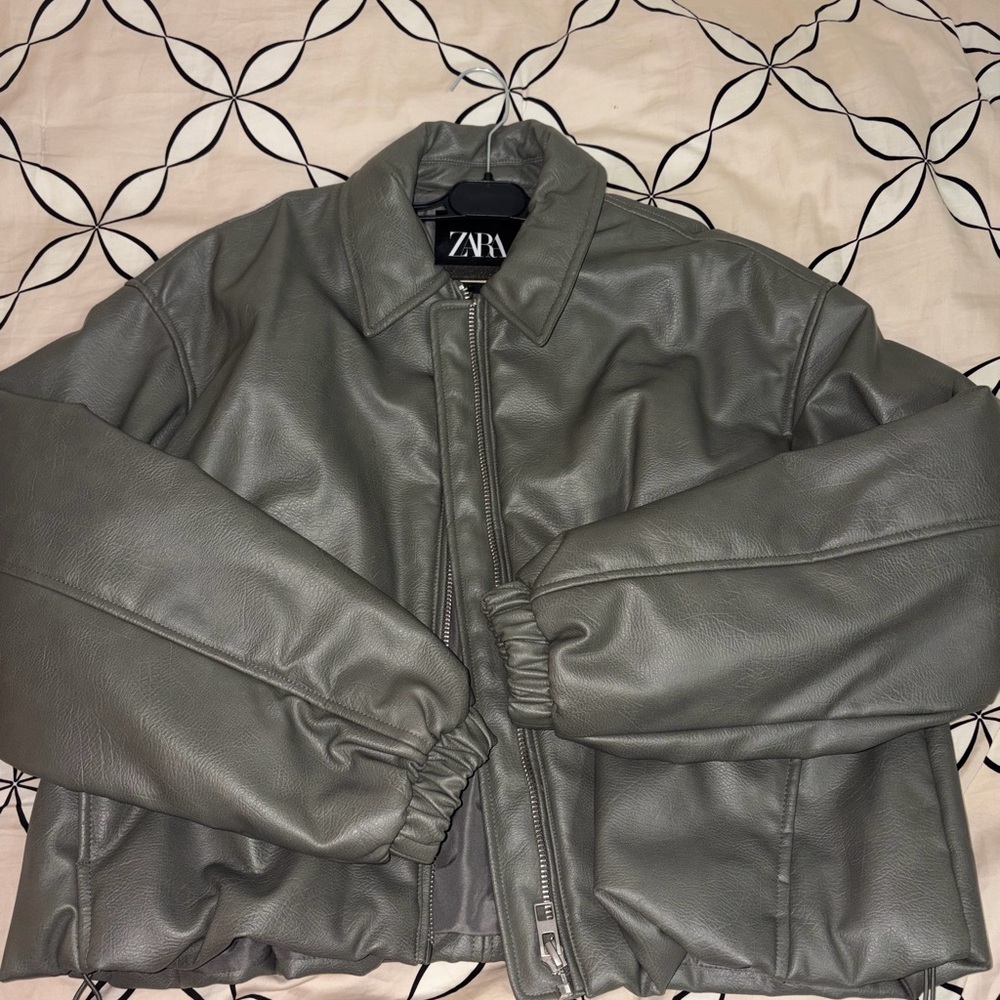 Zara Charcoal Faux Leather Jacket